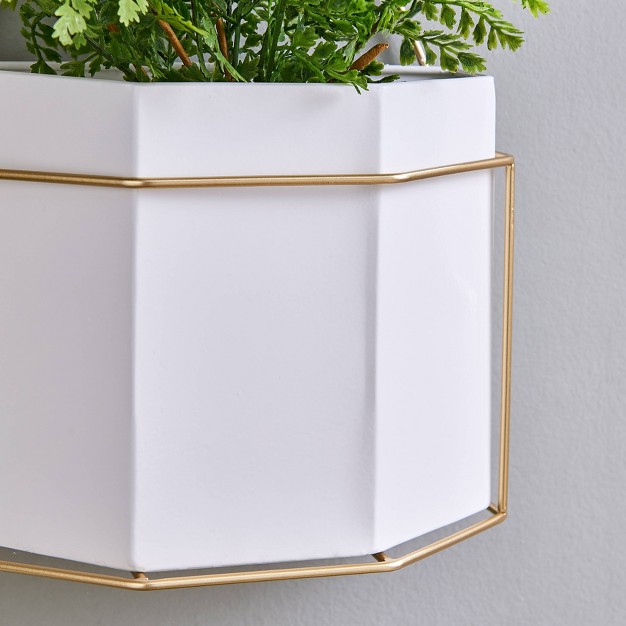 3 Piece Modern Geometric Metal Wall Planters White gold Danya B