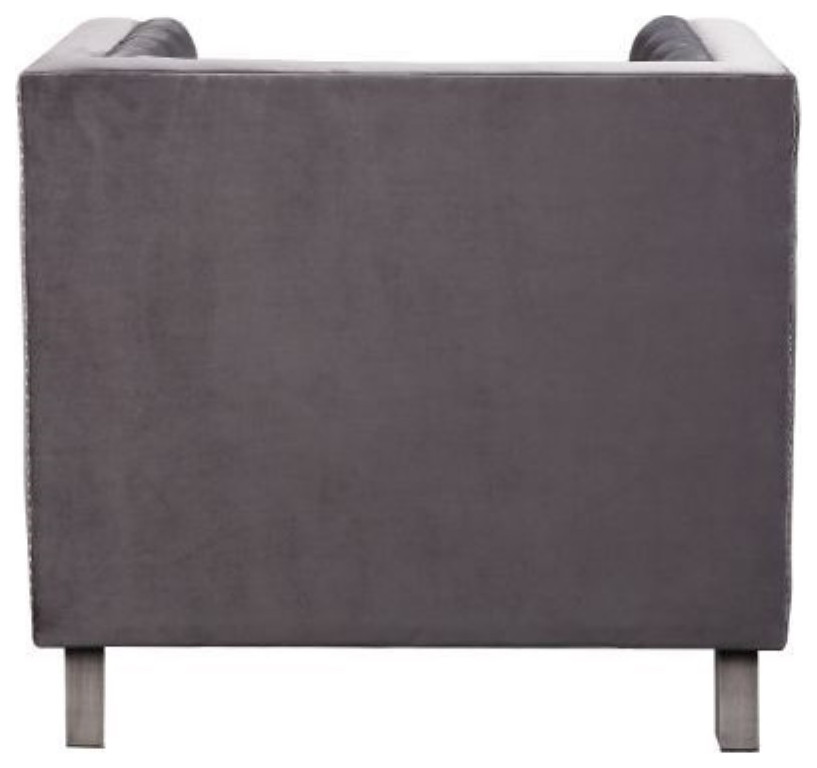 Chair With 1 Pillow  Gray Velvet   Transitional   Armchairs And Accent Chairs   by VirVentures  Houzz