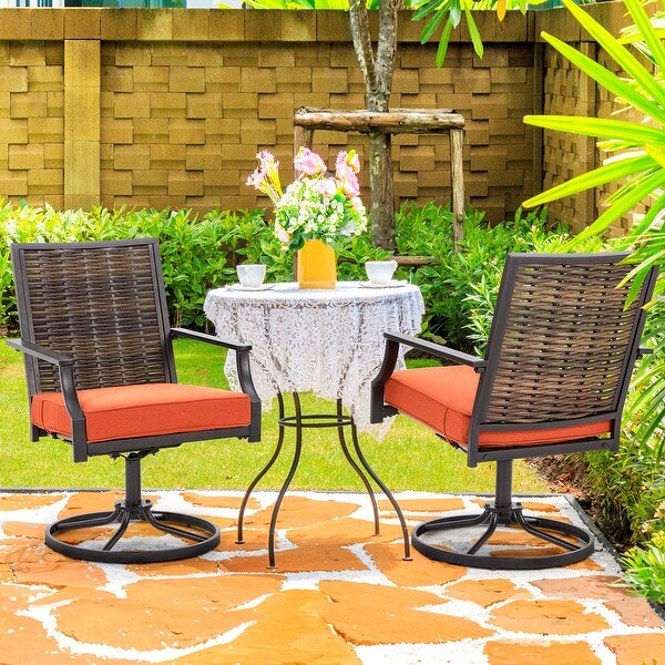 EROMMY Swivel Patio Dining Chairs Set of 2，Outdoor Wicker Aluminum Swivel Chair，Swivel Rocker with AllWeather Aluminum Frame