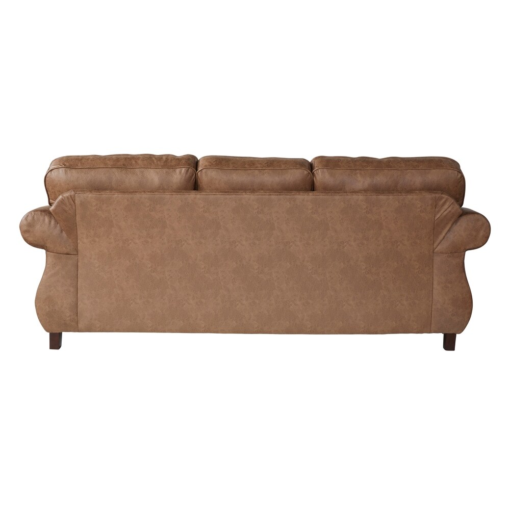 Roundhill Furniture Leinster Fabric 3 Piece Sofa Set with Antique Bronze Nailheads in Jetson Ginger