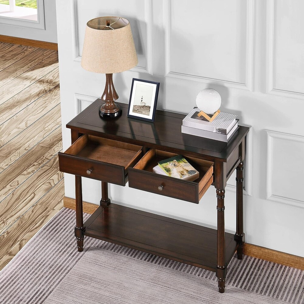 Entryway Table with Storage Drawers Console Table with Shelf