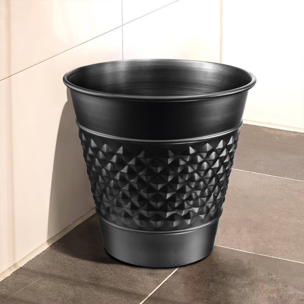 Monarch Abode Handcrafted Geometric Metal Wastebasket in Black 29128