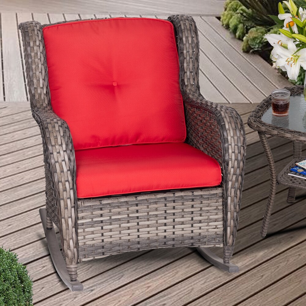 Cozywor Outdoor Wicker Rattan Swivel Rocking Chair