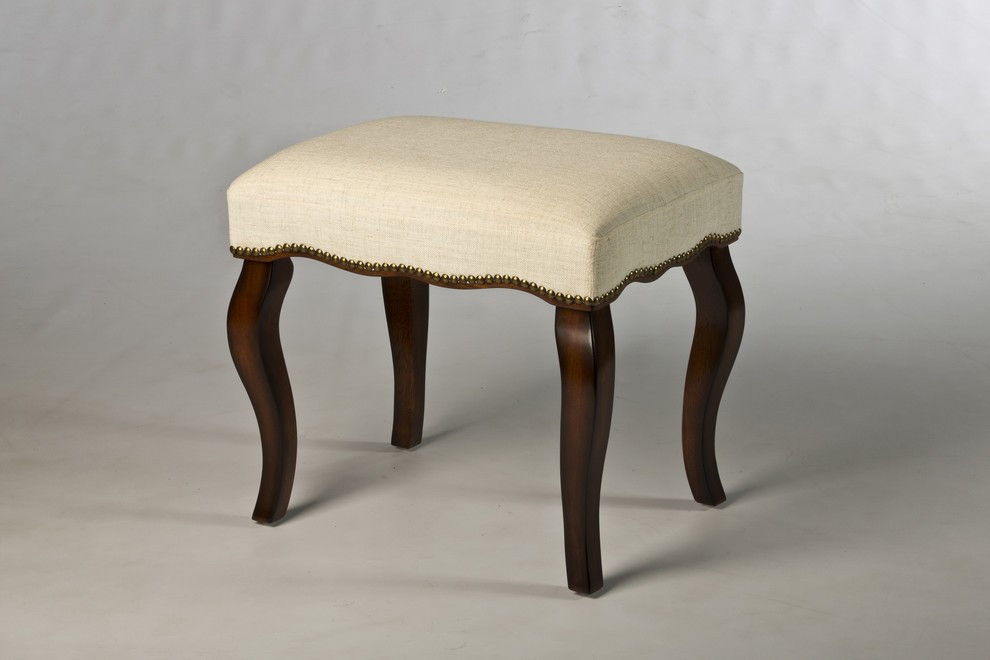 Hillsdale Hamilton Wood and Upholstered Backless Vanity Stool  Burnished Oak   Traditional   Vanity Stools And Benches   by HedgeApple  Houzz