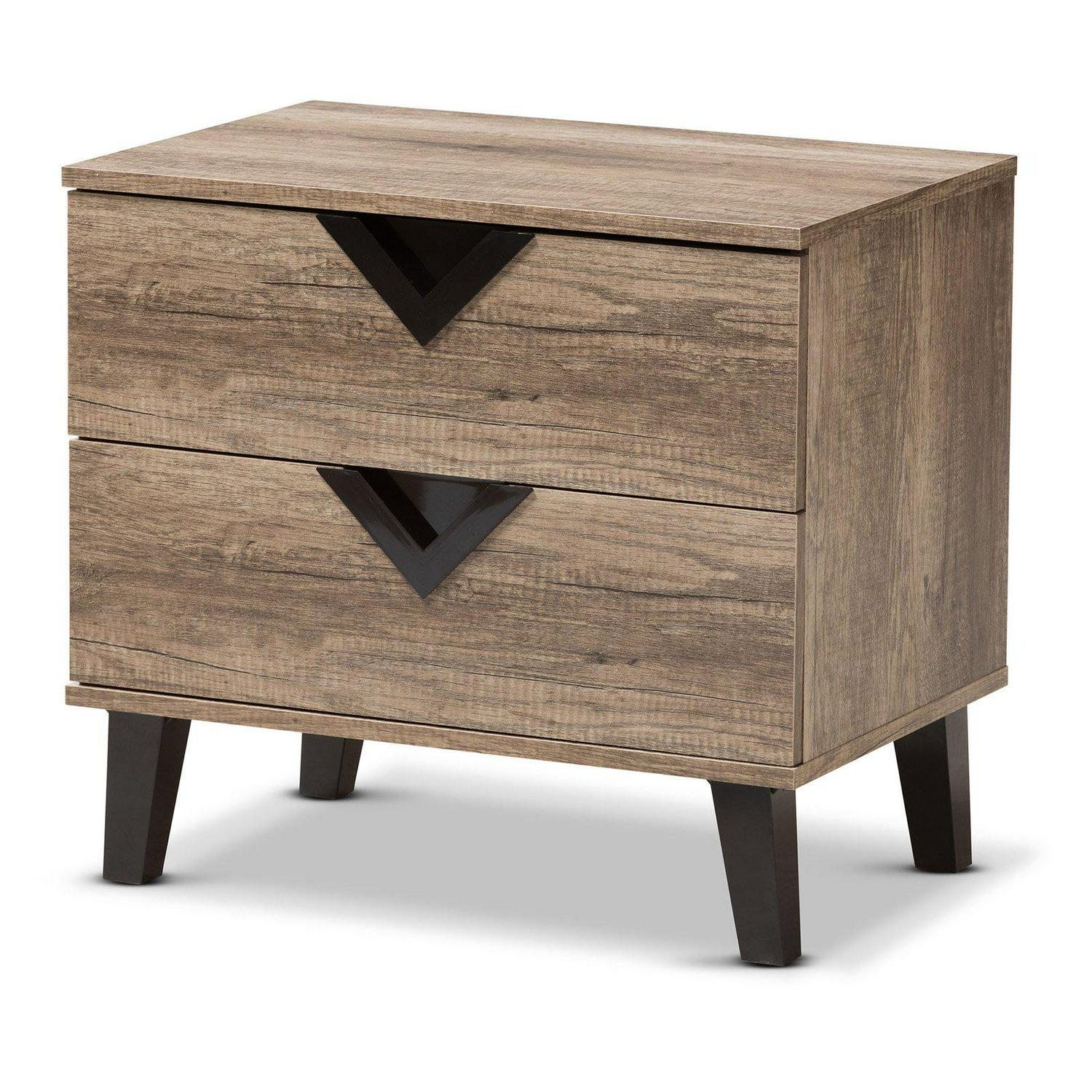 Baxton Studio Swanson Light Brown Wood 2-Drawer Nightstand