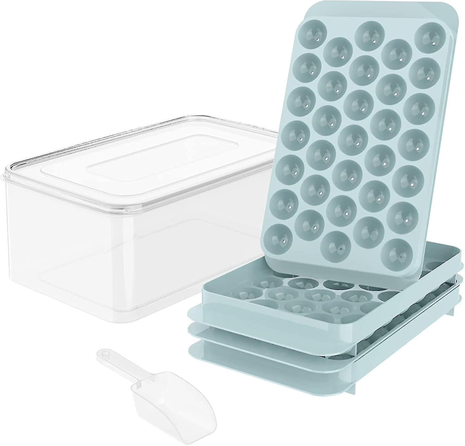 Round Ice Cube Tray With Lid Ice Ball Maker Mold For Freezer With Container Mini Circle Ice Cube Tra