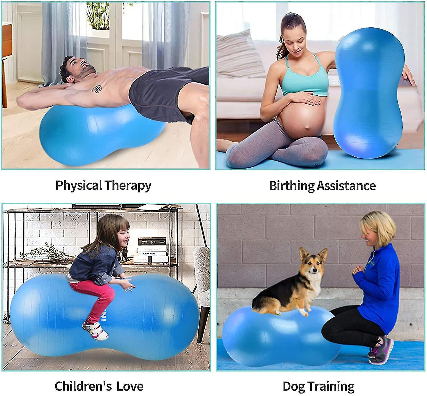 Miman Peanut Ball - Anti Burst Exercise Ball For Labor Birthing， Physical Therapy For Kids， Core Strength， Home Gym Fintness (include Pump)