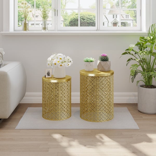 Nesting Side Table Set of 2 Accent Table Garden Modern End Table