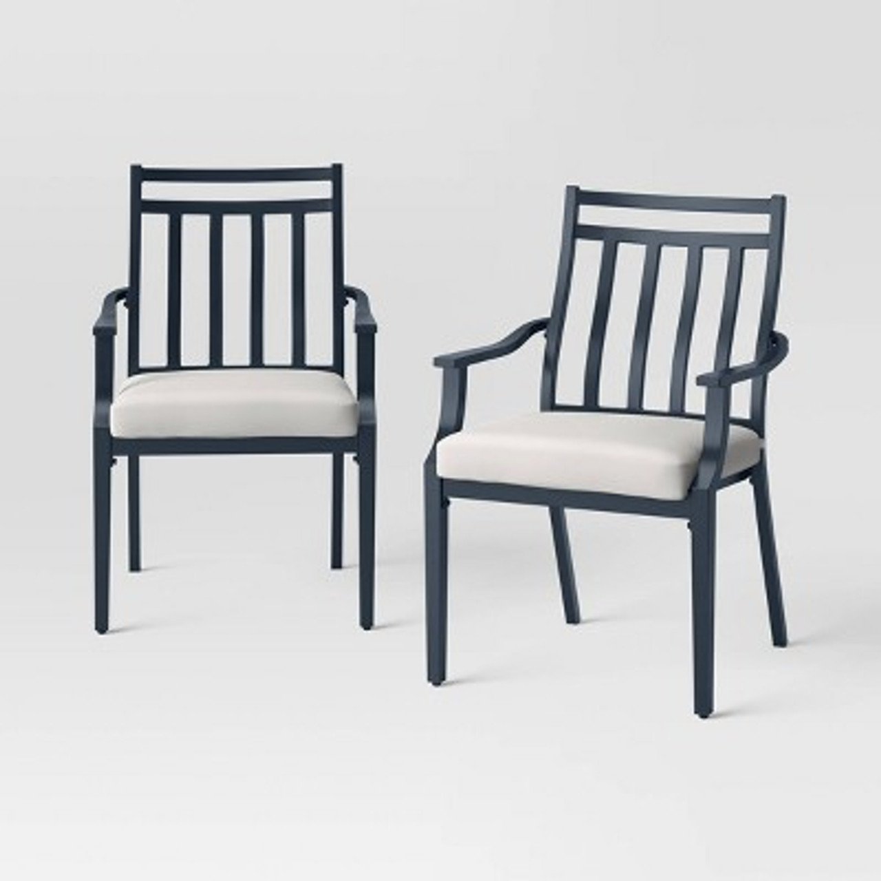 Fairmont 2pk Stationary Patio Dining Chairs， Outdoor Furniture - Linen - Threshold