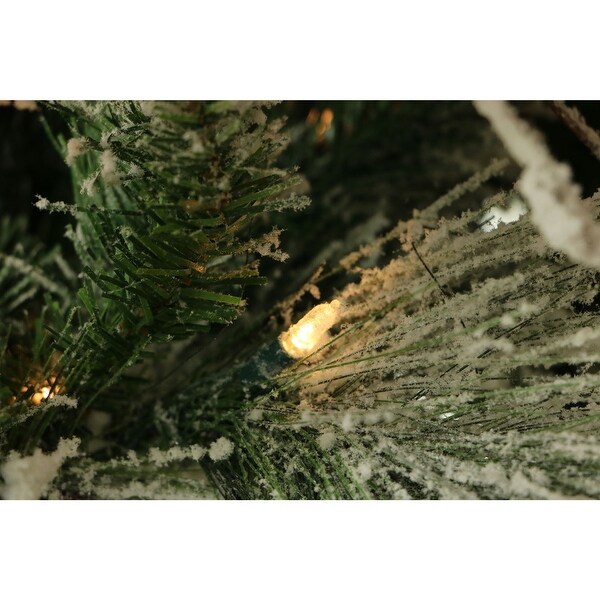 Fraser Hill Farm 12foot Flocked Snowy Pine Christmas Tree with Smart String Lighting