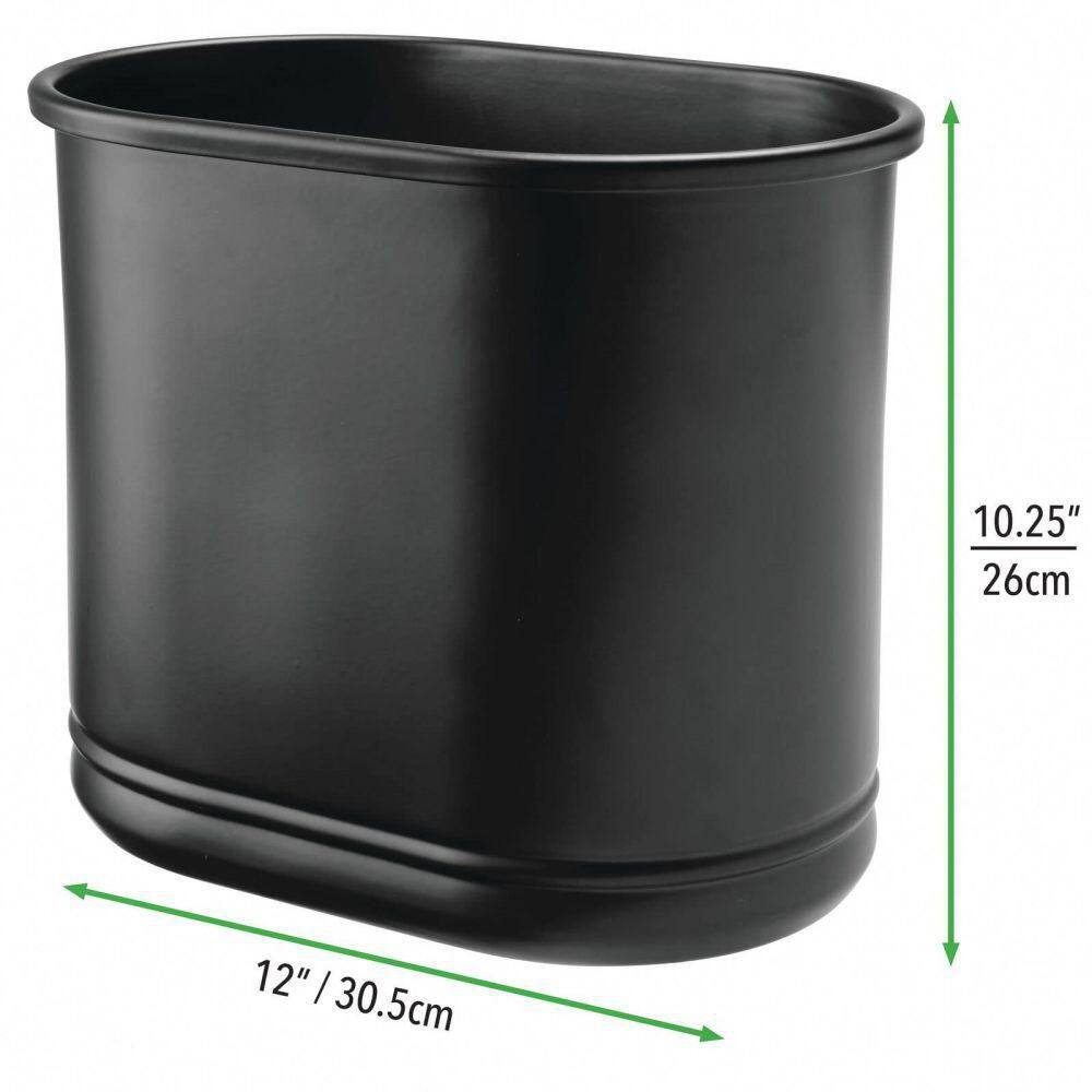 Dracelo Small Metal Oval 2.5 Gal. Trash Can Decorative Wastebasket in Matte Black B07DCY6GXD