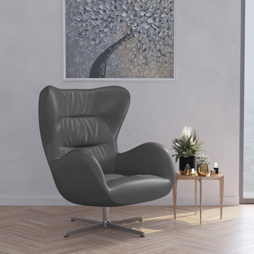 High Back Swivel Wing Accent Lounge Chair oy Base   Contemporary   Armchairs And Accent Chairs   by Merrick Lane  Houzz