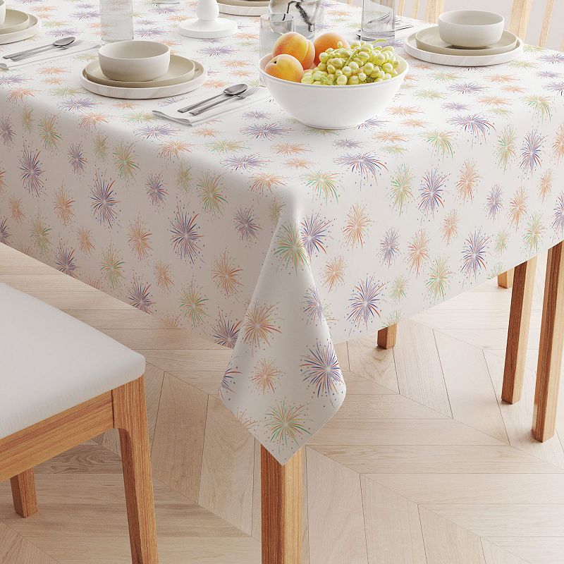 Square Tablecloth， 100% Cotton， 60x60， Fireworks Celebration