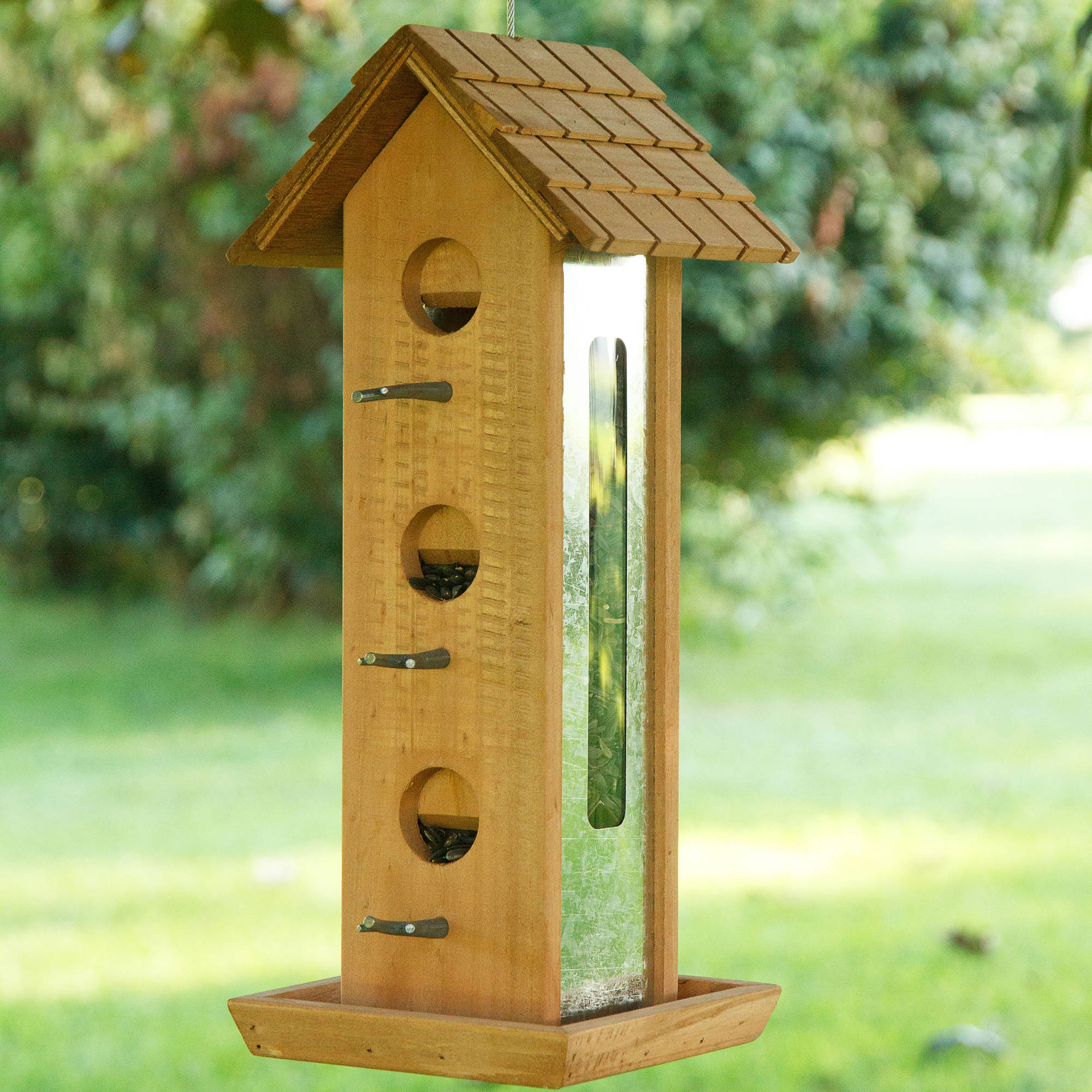 Perky-Pet Brown Wood Tin Jay Wild Bird Feeder - 2 lb Capacity