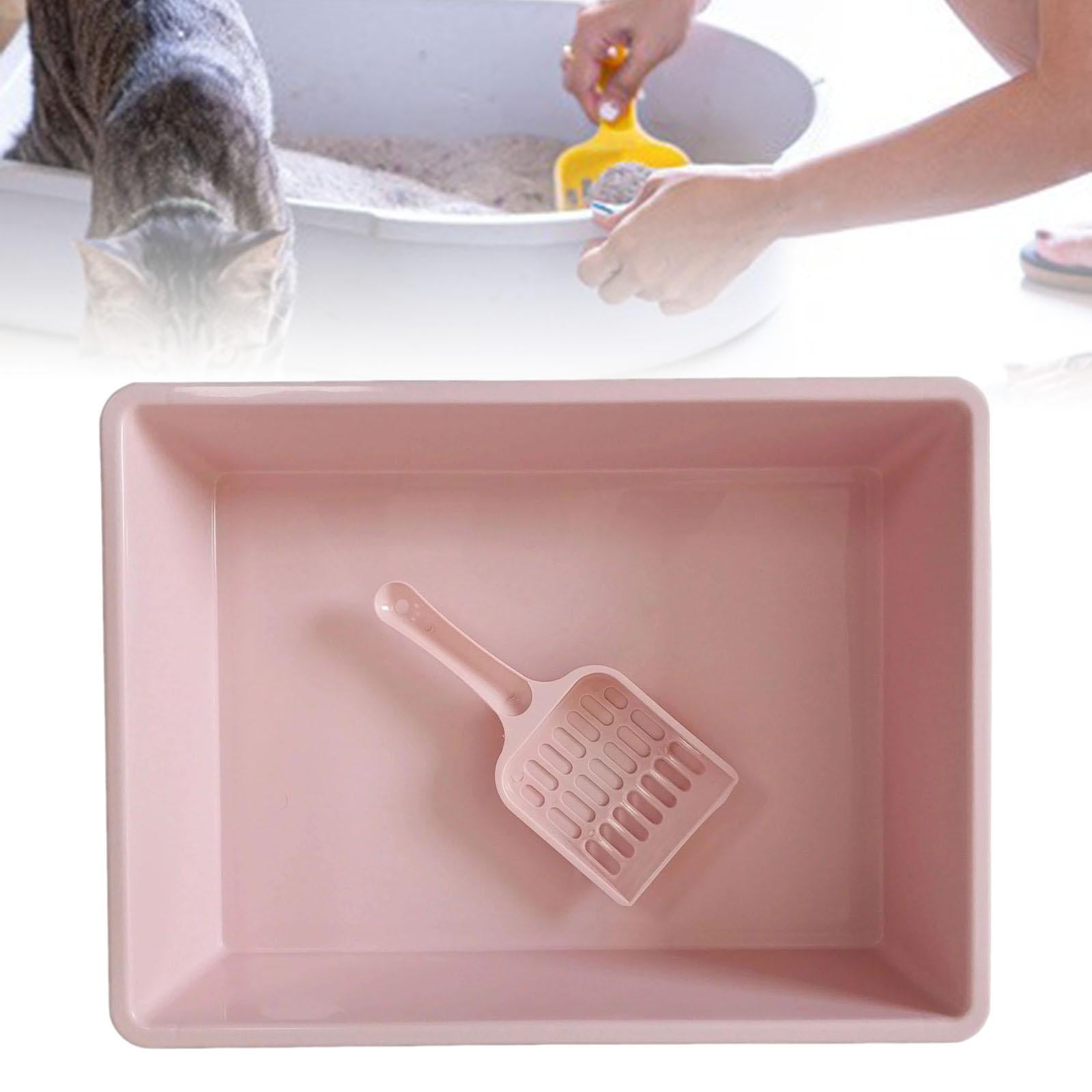 Cat litter Box Toilet Pet Litter Tray， Bedpan Nonstick Pan Container Deep Loo for Puppy， Small Animals， Kitten， Kitty， Easy to Clean Pink