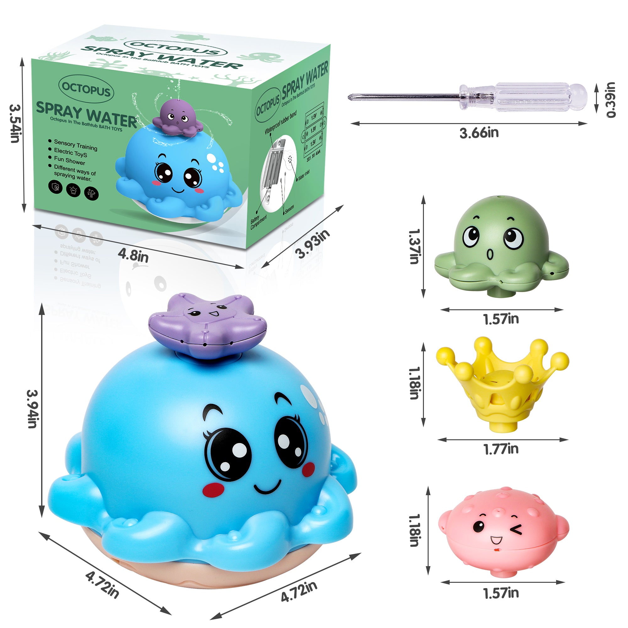 Hot Bee Octopus Baby Bath Toy for Kids， 4 Water Spray Modes Light-up Flashing Bathtub Toys for Toddler Boys Girls