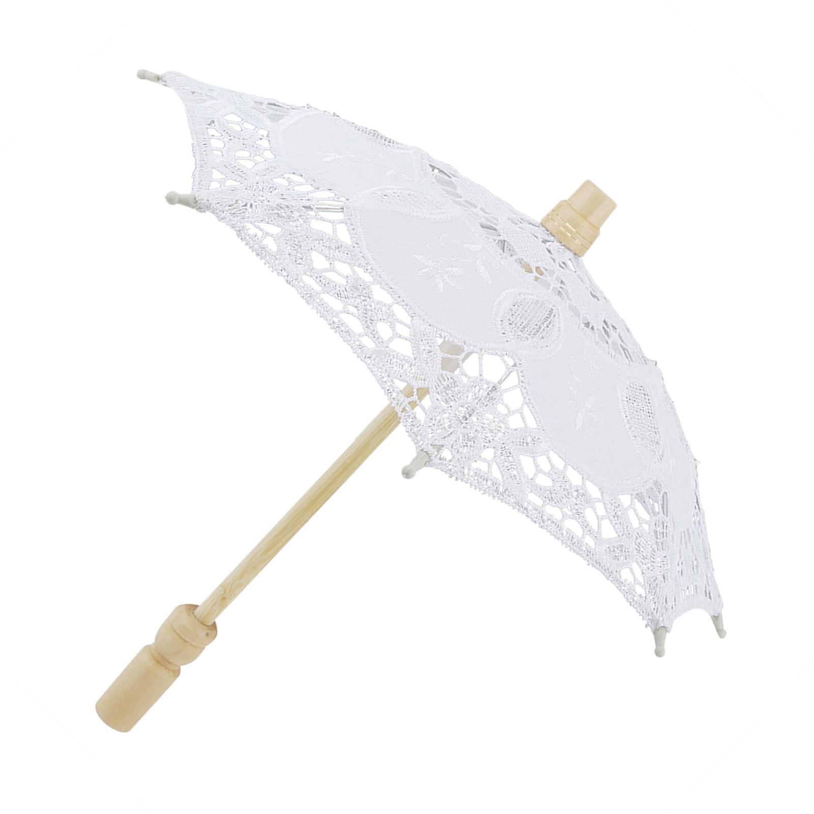 Bridal Umbrella Lace Cotton Embroidery Handmade Parasol Umbrella Wedding Supply(White )