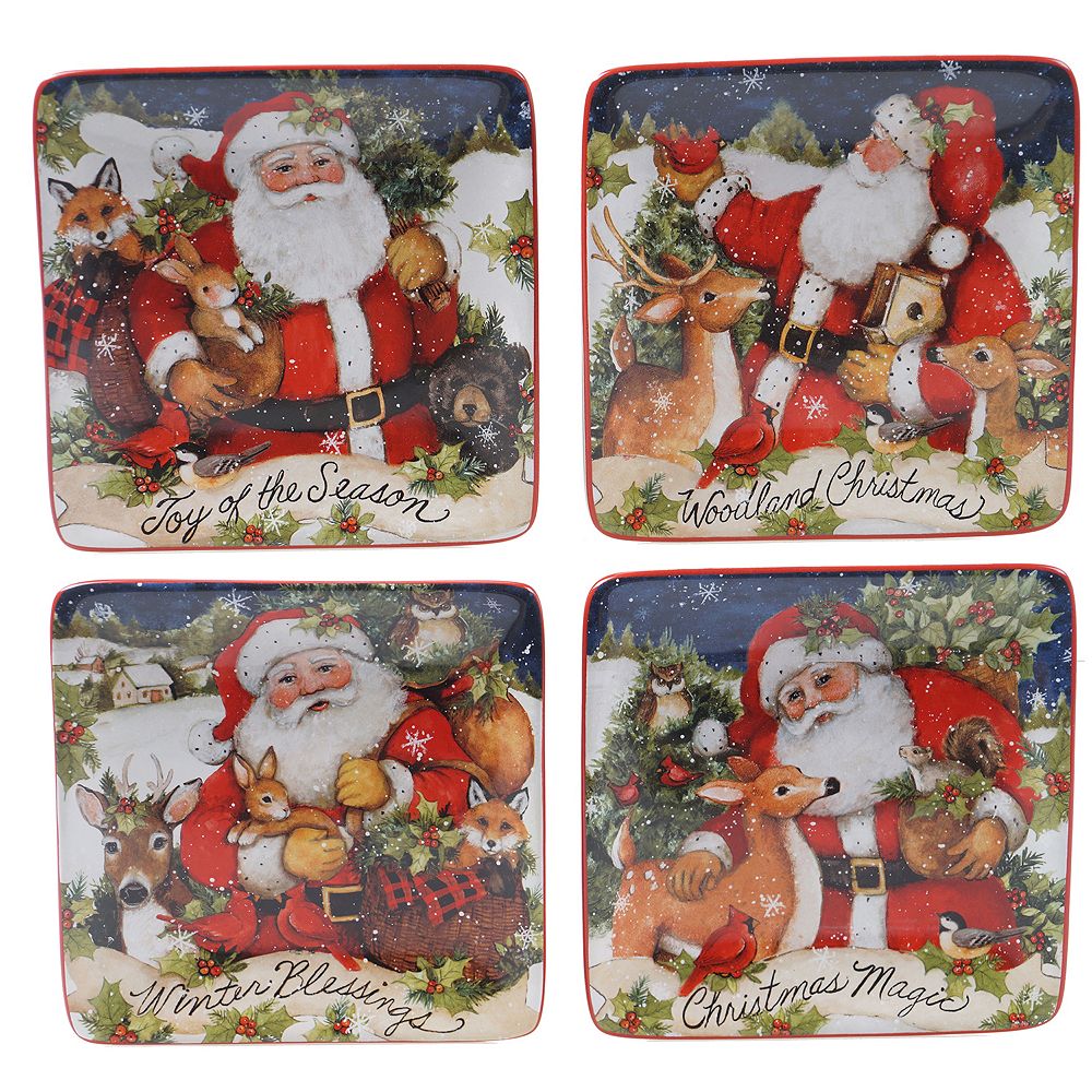 Certified International Magic of Christmas Santa 4-pc. Canape Plate Set