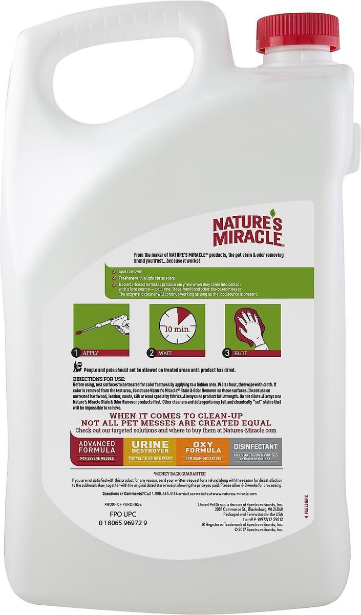 Nature's Miracle Dog Enzymatic Stain Remover and Odor Eliminator Refill， 1.3-gal bottle