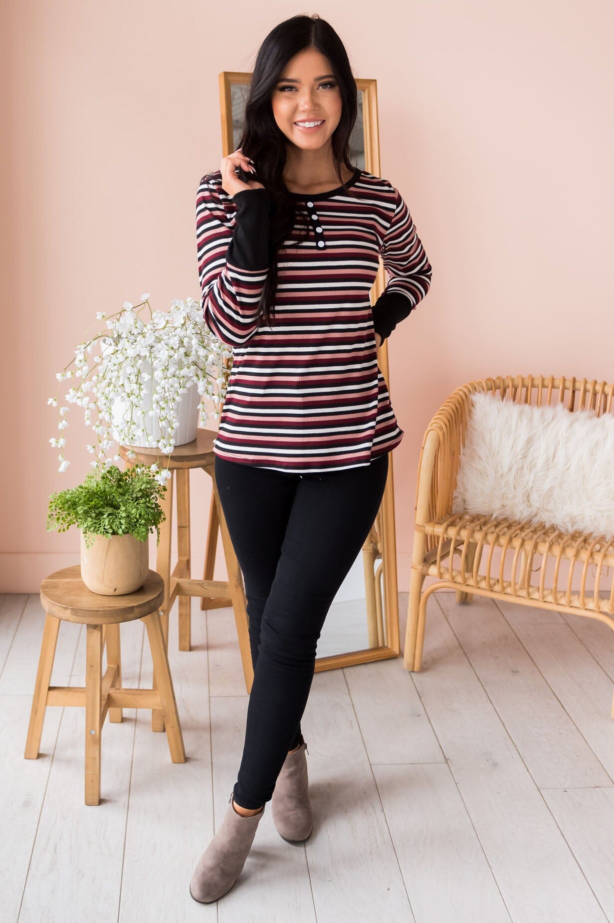 Complete Joy Modest Striped Top