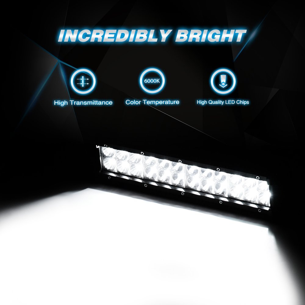 LED Light Bar Nilight 12 Inch 72W LED Work Light Spot Flood Combo LED Lights Led Bar Driving Fog Lights Jeep Off Road Lights Boat Lighting ，2 Years Warranty