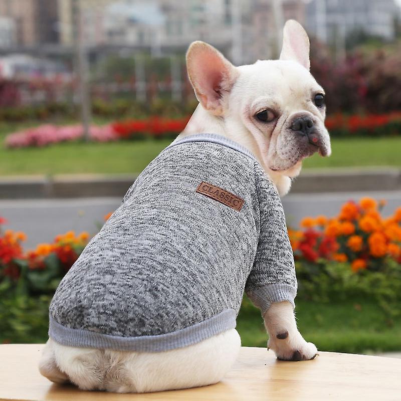 Pet Dog Clothes Knitwear Dog Sweater Soft Thickening Warm Pup Dogs Shirt Winter Puppy Sweater For Dogs Grey-l