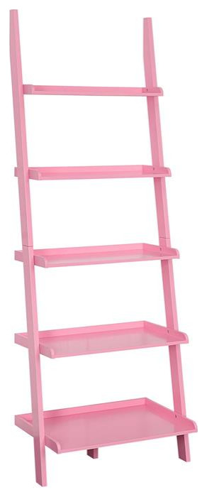 American Heritage Bookshelf Ladder with Five Tiers in Bright Pink Wood Finish   Contemporary   Bookcases   by Homesquare  Houzz