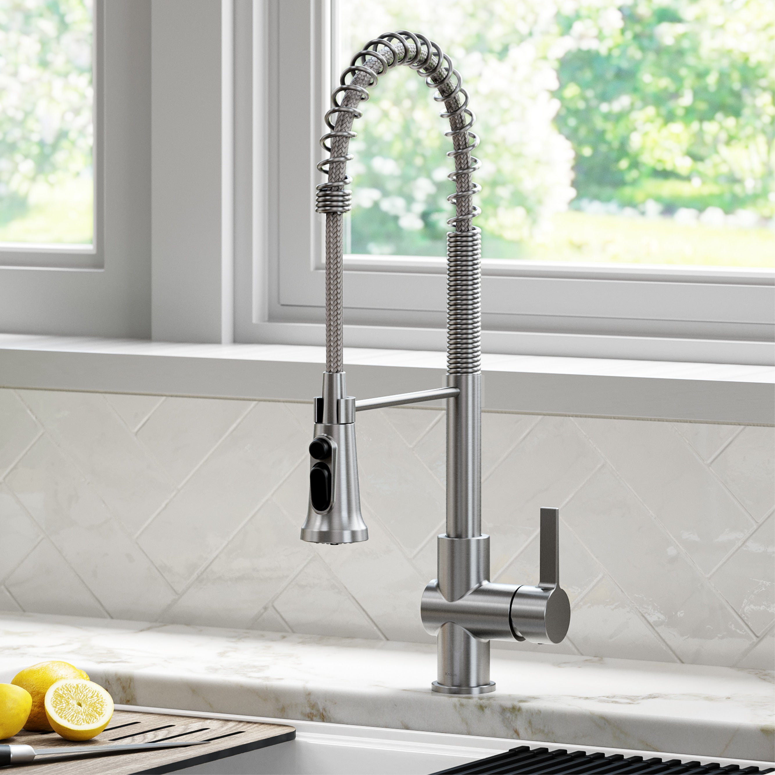 Kraus Britt 2-in-1 Commercial Style Pull-Down Single Handle Water Filter Kitchen Faucet for Reverse Osmosis or Water Filtration System in Spot Free Stainless Steel