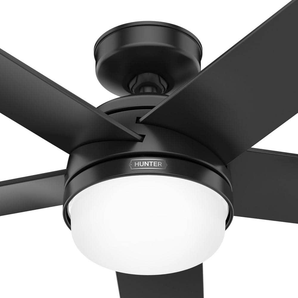 Hunter Yuma 52 in IndoorOutdoor Matte Black Ceiling Fan with Remote and Light Kit