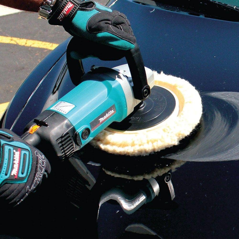 Makita 10 Amp 7 in. Corded Variable Speed Hook and Loop Sander/Polisher w/ Soft Start, Backing Pad, Side Handle and Loop Handle 9227C