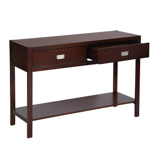 Homy Casa Traditional Solid Wood 2-Drawer Console Table