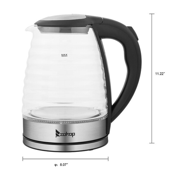 1.8L Stainless Steel Electric Kettle， Borosilicate Glass Kettle