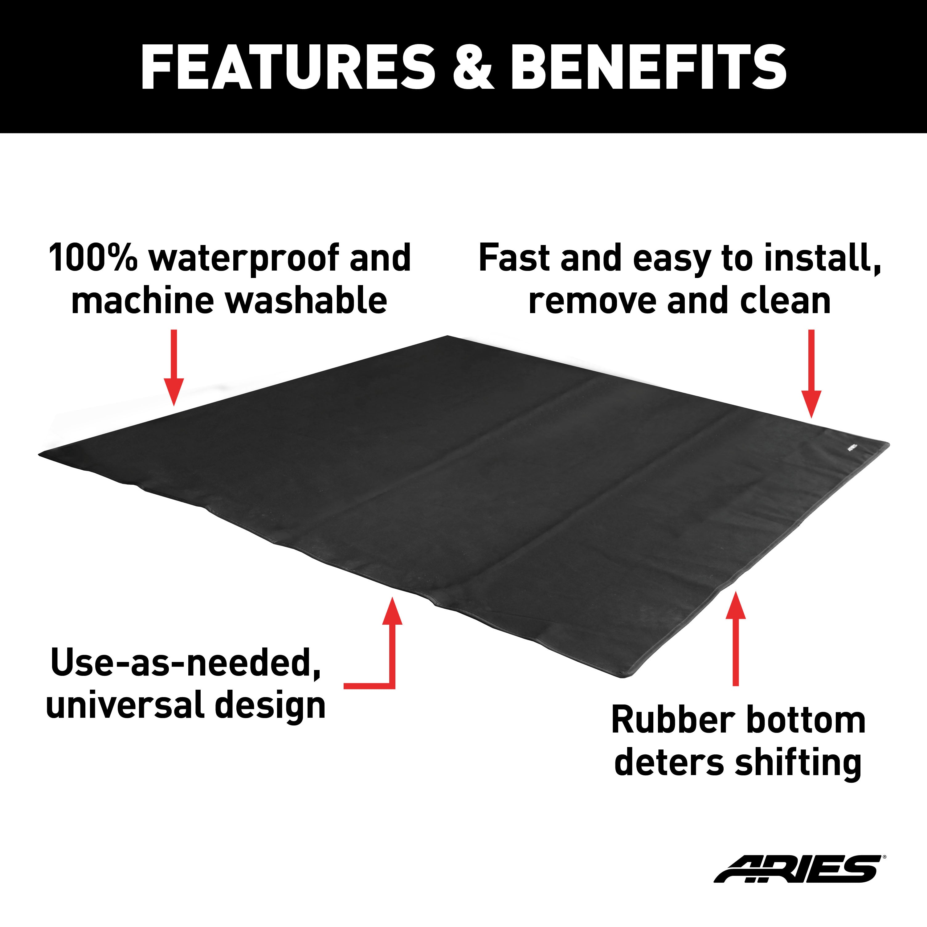 ARIES 3149-09 Seat Defender 60-Inch Black Waterproof Cargo Blanket Trunk Liner Protector