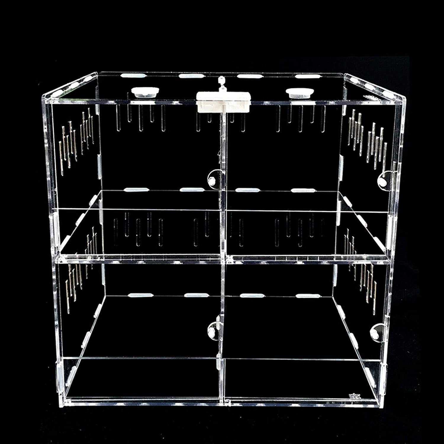 4 Grids Acrylic Reptile Terrarium Lizard Cage Enclosure Box Tank Climbing Pet Box Spider Snake Display，Clear Gift