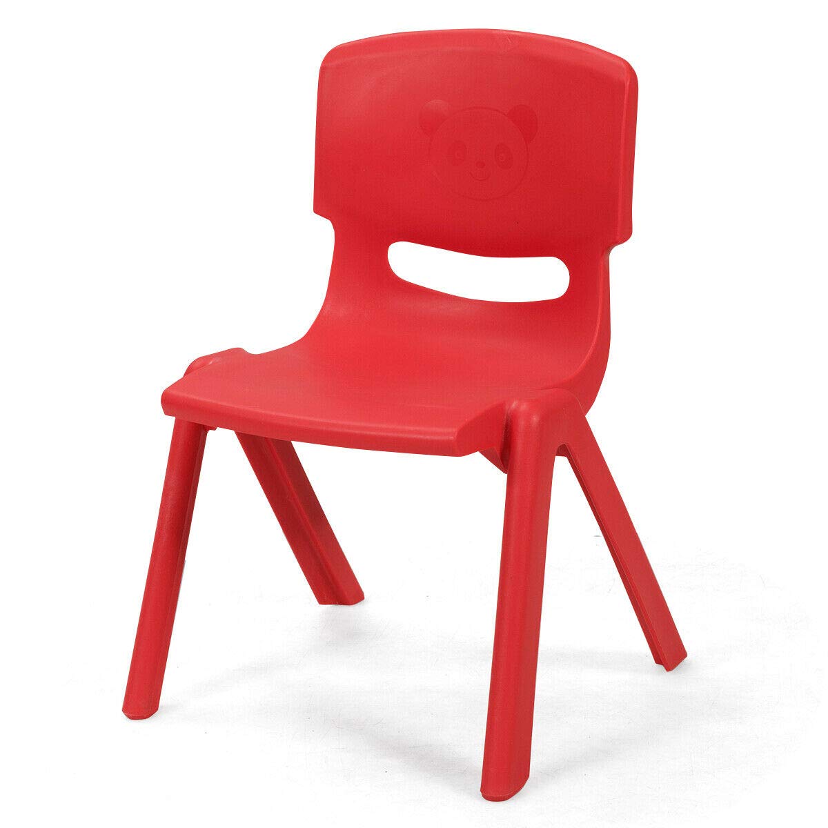 Costzon Plastic Stackable School Chairs, 6 Pack, Kids Learning Chairs with 11 inch Seat Height (6 Pack, Red)