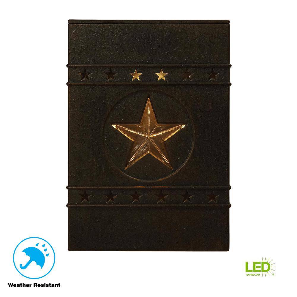 Hampton Bay Solar Distressed Black Integrated LED Deck Light with Lone Star Design (2-Pack) 43058