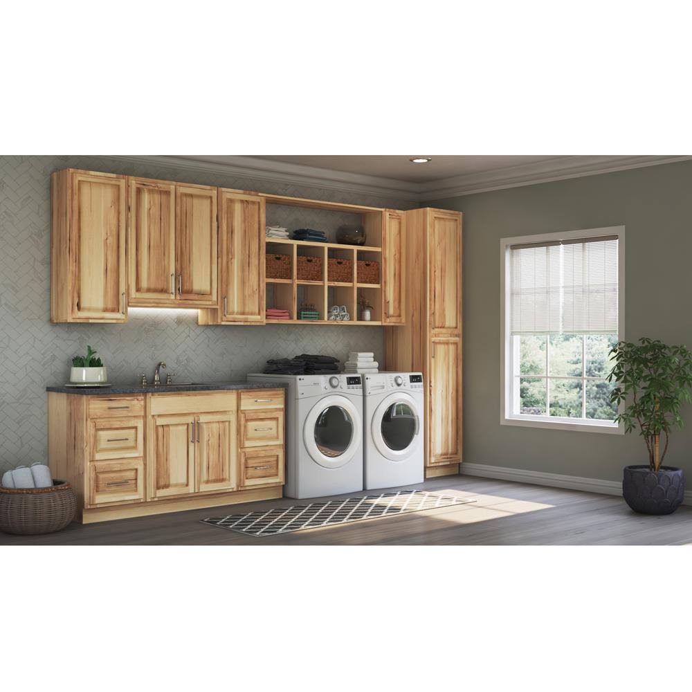 Hampton Bay Hampton Assembled 33x84x24 in. Double Oven Kitchen Cabinet in Natural Hickory KDV3384-NHK