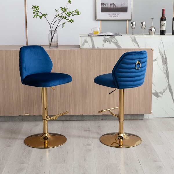 Swivel Bar Stools Chair with Ring Pull Set of 2