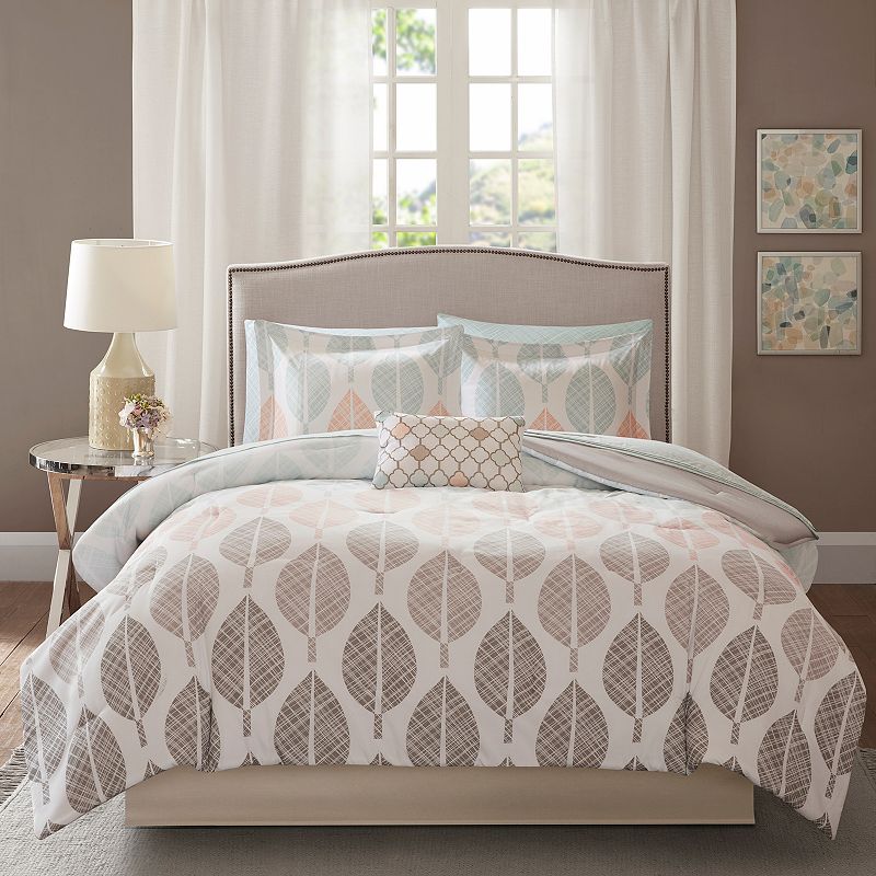 Madison Park Essentials Pelham Bay Comforter Set with Cotton Sheets and Throw Pillow