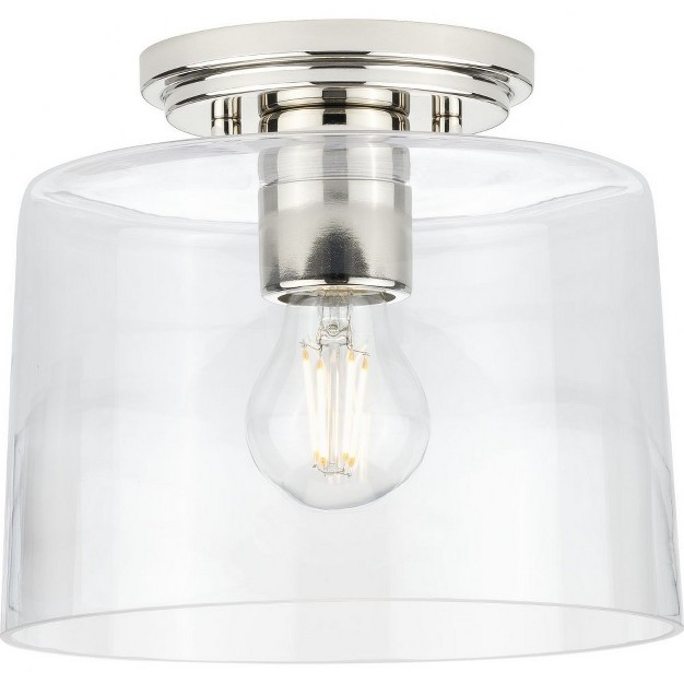 Progress Lighting Adley Collection 1 light Flush Mount Polished Nickel Clear Glass Shade