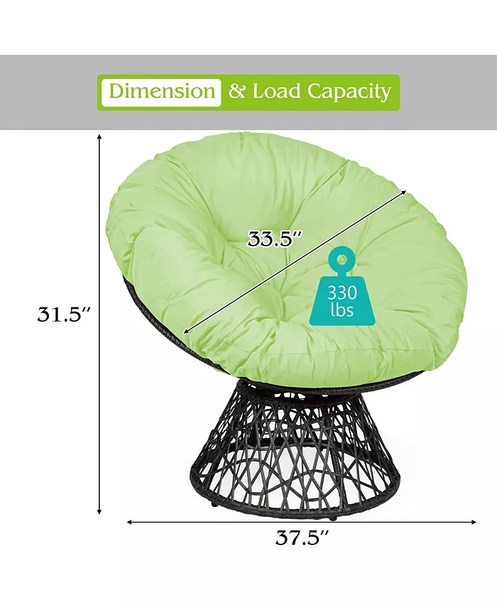 Costway Rattan Papasan Chair Ergonomic Chair 360-degree Swivel