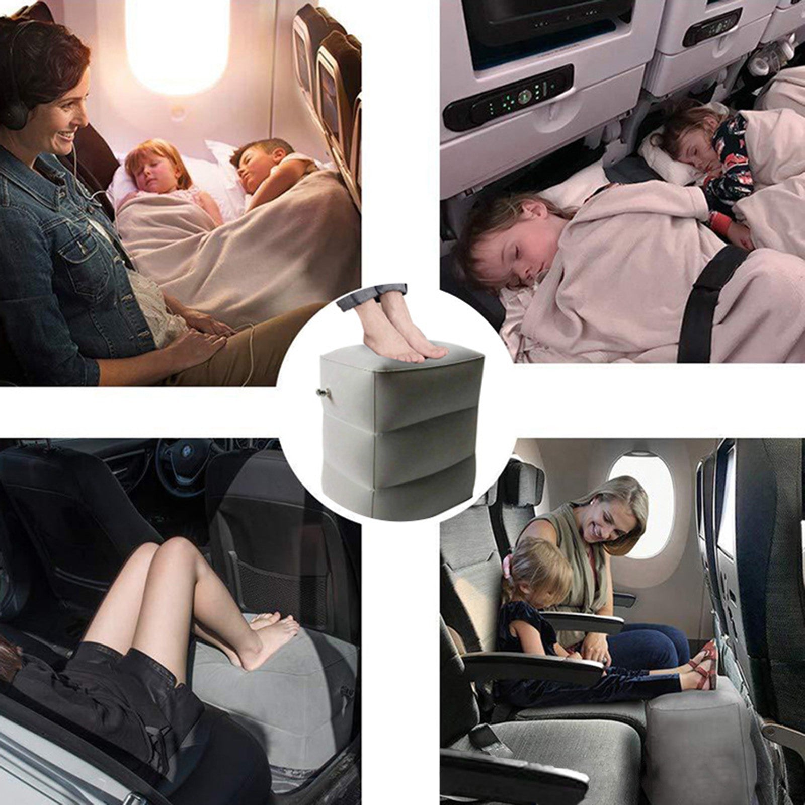 Inflatable Trave Foot Rest Pillow Kids Airplane Bed Adjustable Height Leg Pillow Make A Flat Bed For Kids And Toddlers