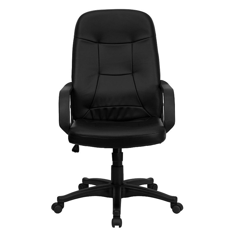 Emma and Oliver High Back Black Glove Vinyl Executive Swivel Office Chair with Arms