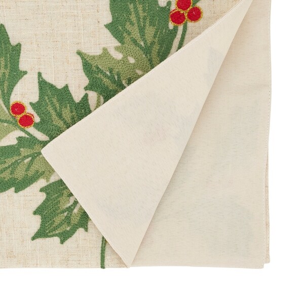 Evergreen Holly Leaves Table Runner