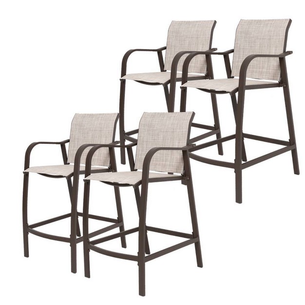 4pc Outdoor Counter Height Bar Stools Beige Crestlive Products