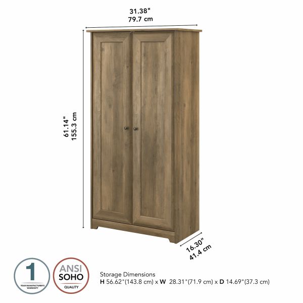 Bush Furniture Cabot Tall Storage Cabinet with Doors in Reclaimed Pine