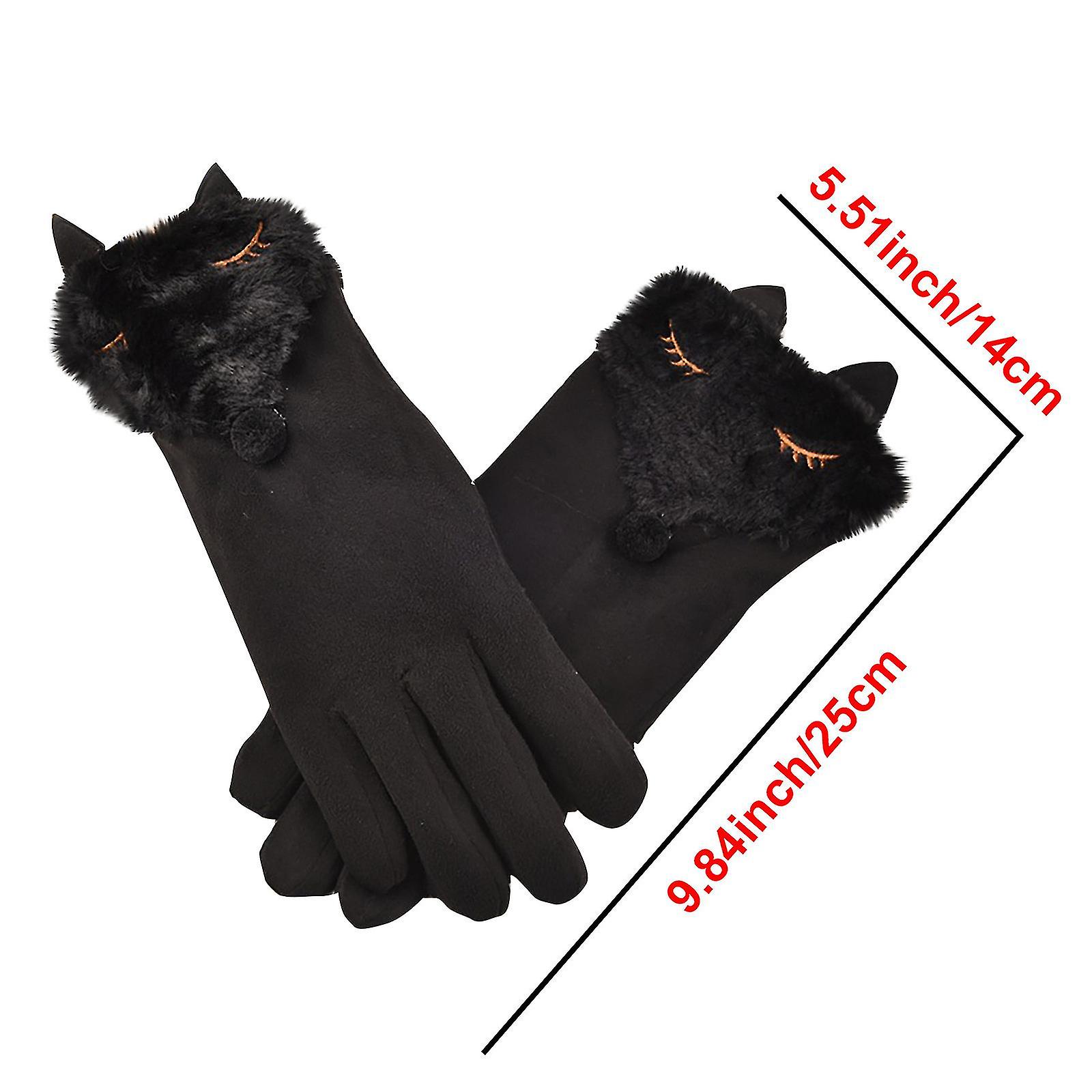 Women's Suede Gloves Warm Winter Gloves With T-ouch Screen Index Finger