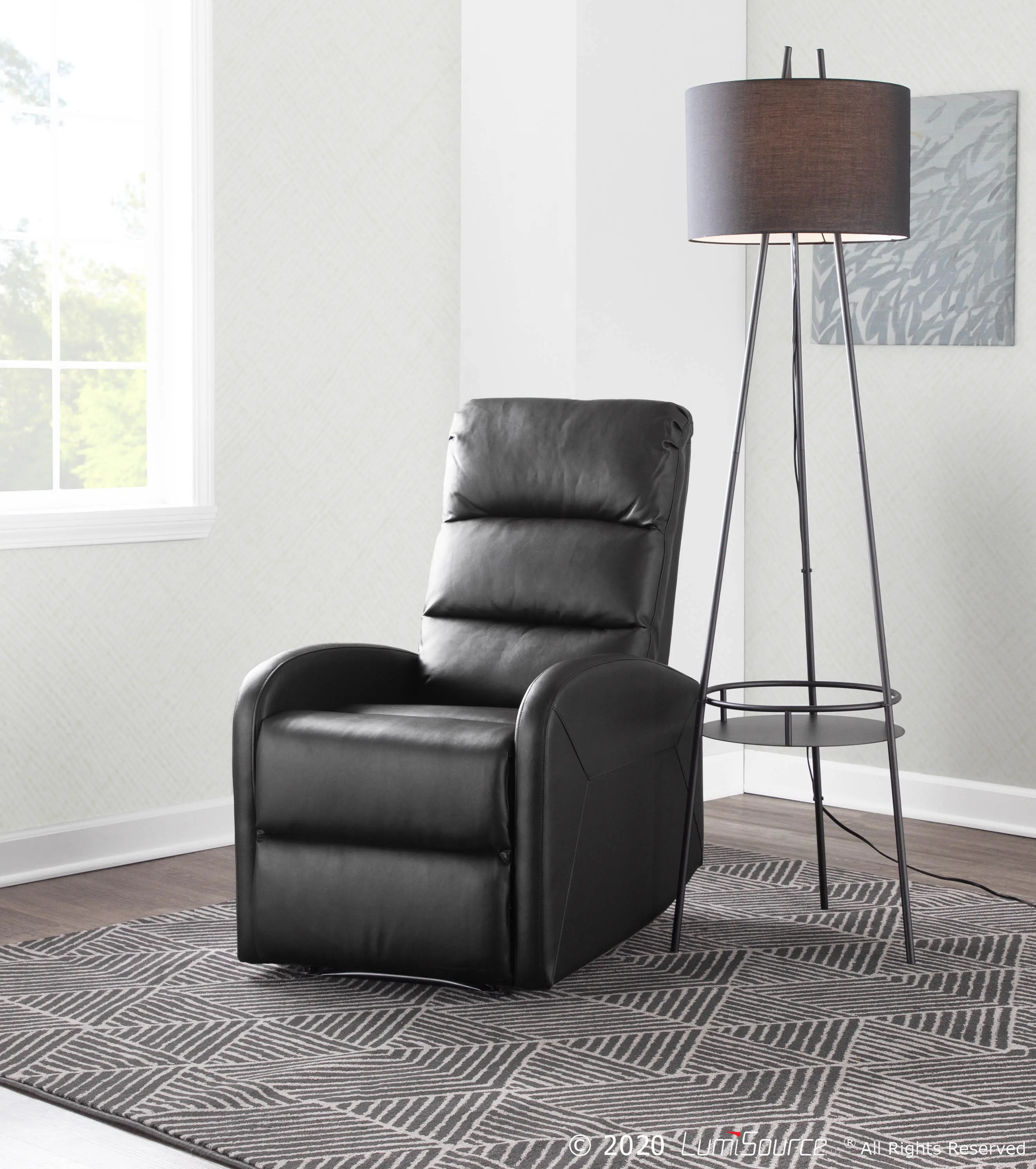 Dormi Black Faux Leather Manual Recliner