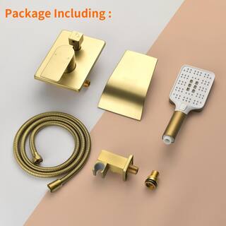 UKISHIRO 4.07 in. Single-Handle 3-Spray 1.8 GPM Adjustable Hand Shower and Wall Mounted Tub Spout in Gold (Valve Included) SMDJEO316001