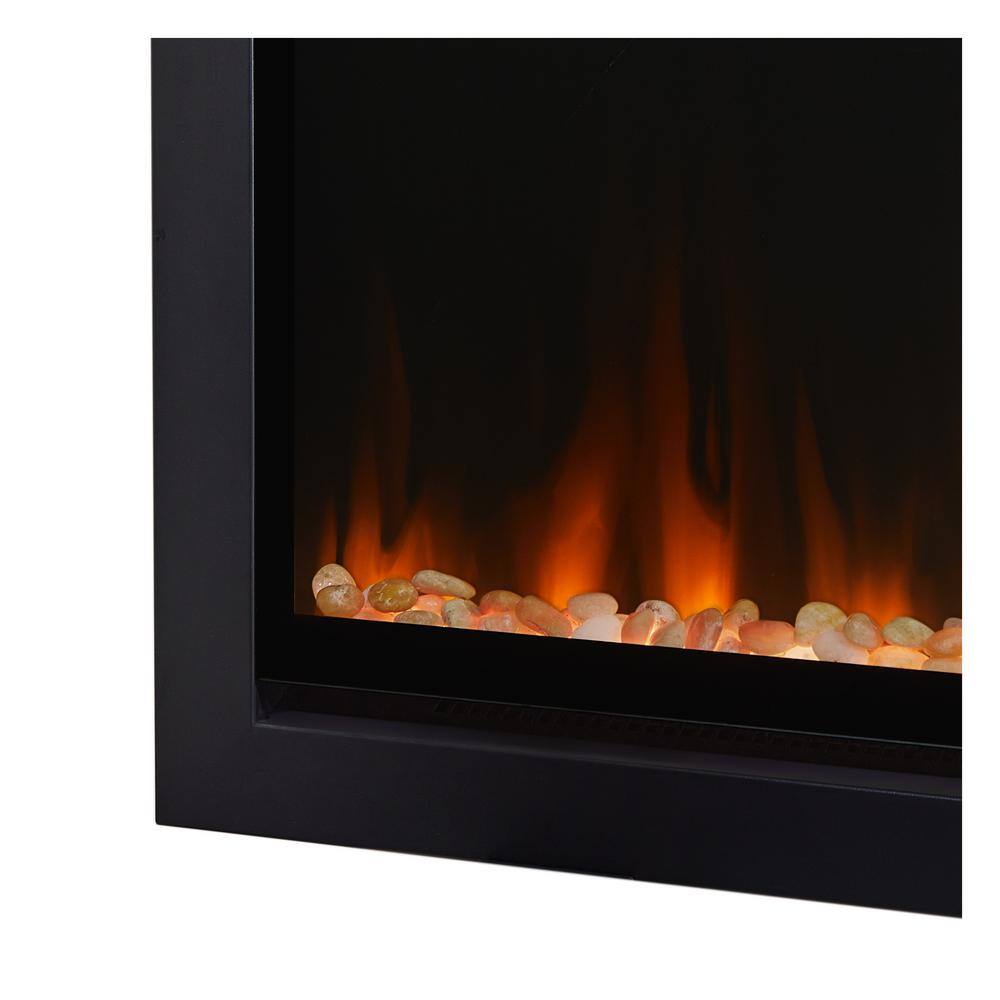 Real Flame 49 in. Wall-Mount Recessed Electric Fireplace Insert in Black 5555